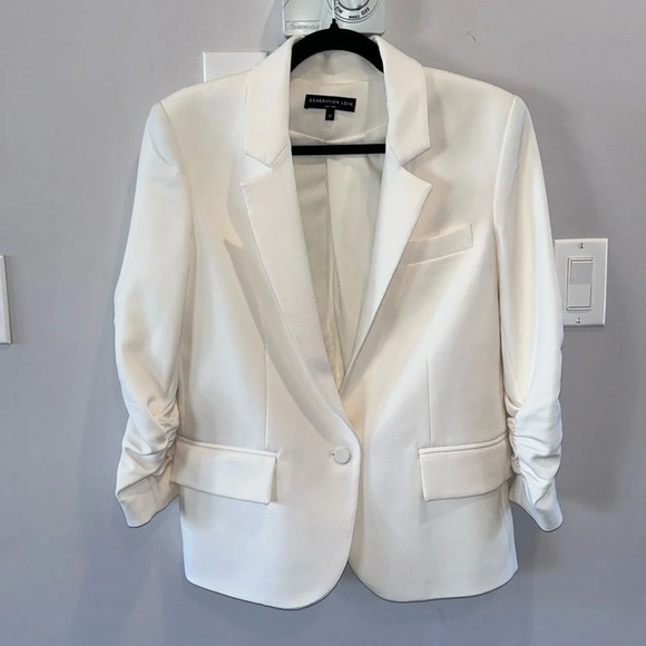 Generation Love  Madison Ruched Sleeve Blazer White - Picture 2 of 8
